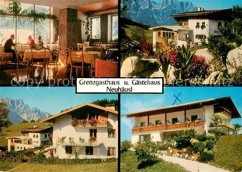 AK / Ansichtskarte Oberau_Berchtesgaden Grenzgasthaus und Gaestehaus Neuhaeusl Gaststube Garten Oberau Berchtesgaden