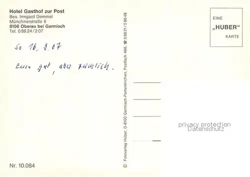 AK / Ansichtskarte Oberau_Loisach Hotel Gasthof zur Post Oberau Loisach