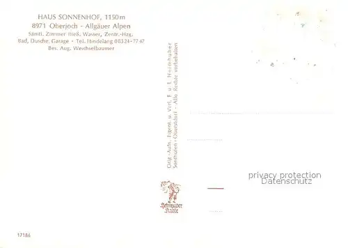 AK / Ansichtskarte Oberjoch Haus Sonnenhof Gaststube Gartenterrasse Zimmer Oberjoch