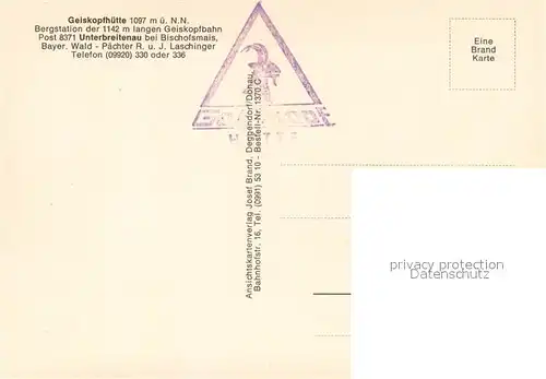 AK / Ansichtskarte Unterbreitenau_Bischofsmais Geiskopfhuette Gaststube Unterbreitenau