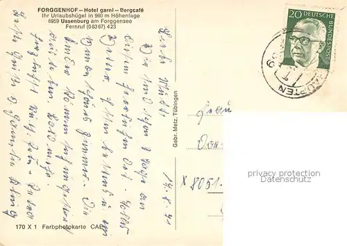 AK / Ansichtskarte Ussenburg Hotel Garni Forggenhof Bergcafe Ussenburg