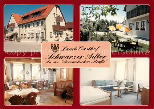 AK / Ansichtskarte Unteroestheim Land Gasthof Schwarzer Adler Gaststube Gartenterrasse Zimmer Unteroestheim