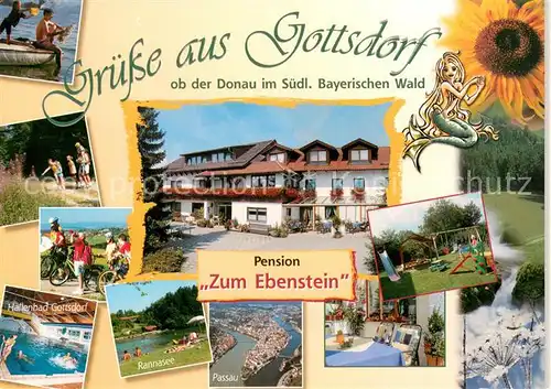 AK / Ansichtskarte Untergriesbach_Niederbayern Pension zum Ebenstein Hallenbad Gottsdorf Rannasee Passau Spielplatz Terrasse Untergriesbach