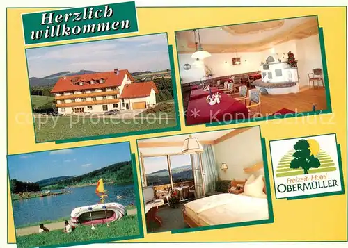 AK / Ansichtskarte Untergriesbach_Niederbayern Freizeit Hotel Obermueller Gaststube Seepanorama Zimmer Untergriesbach