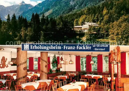 AK / Ansichtskarte Oberstdorf Erholungsheim Franz Fackler am Christlessee Gaststube Oberstdorf