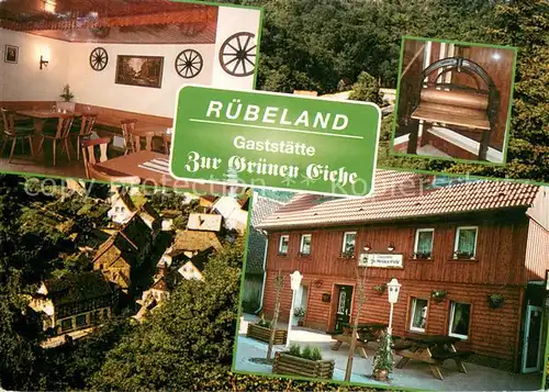 AK / Ansichtskarte Ruebeland_Harz Gaststaette Zur Gruenen Eiche Gaststube Fliegeraufnahme Ruebeland_Harz