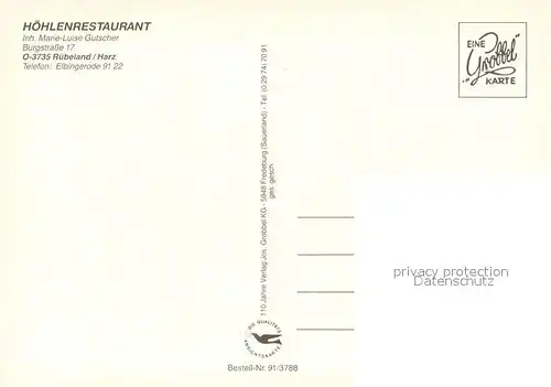 AK / Ansichtskarte Ruebeland_Harz Hoehlenrestaurant Gaststube Terrasse Ruebeland_Harz