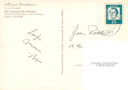 AK / Ansichtskarte Irschenberg Gaestehaus Haus Barbara Irschenberg