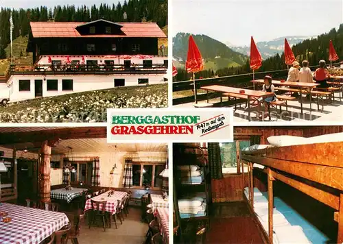 AK / Ansichtskarte Obermaiselstein Berggasthof Grasgehren Terrasse Schlafraum Obermaiselstein