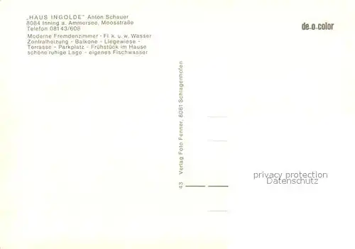 AK / Ansichtskarte Inning_Ammersee Gaestehaus Pension Haus Ingolde Inning Ammersee