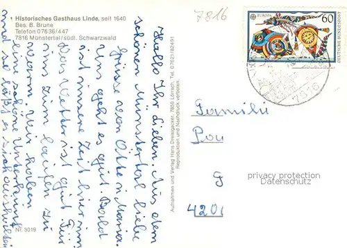 AK / Ansichtskarte Muenstertal_Schwarzwald Historisches Gasthaus Linde Panorama Muenstertal_Schwarzwald