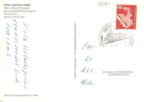 AK / Ansichtskarte Erzgrube Hotel Gasthof Baeren im Schwarzwald Restaurant Hallenbad Erzgrube