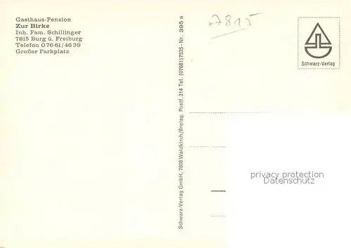 AK / Ansichtskarte Burg_Kirchzarten Gasthaus Pension zur Birke Restaurant Hirschsprung Felsen 