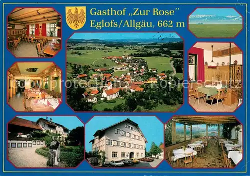 AK / Ansichtskarte Eglofs_Argenbuehl Gasthof Zur Rose Restaurant Alpenblick Fliegeraufnahme Eglofs Argenbuehl