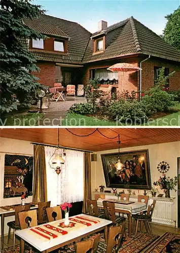 AK / Ansichtskarte Lilienthal_Bremen Pension Dreyer Gastraum Terrasse Lilienthal Bremen