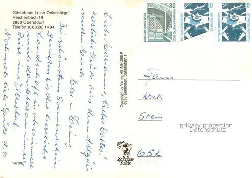 AK / Ansichtskarte Oberstdorf Landschaftspanorama Allgaeuer Alpen Gaestehaus Oelschlaegel Oberstdorf