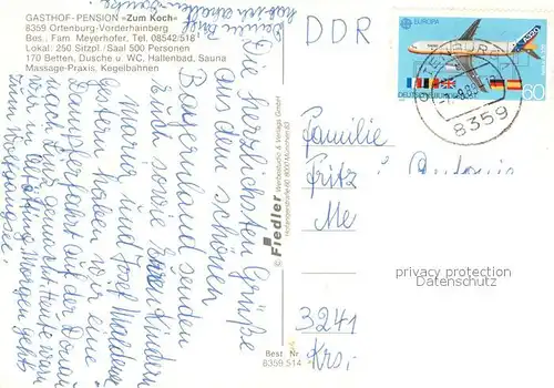 AK / Ansichtskarte Vorderhainberg Gasthof Pension Zum Koch Restaurant Hallenbad Kegelbahn Vorderhainberg