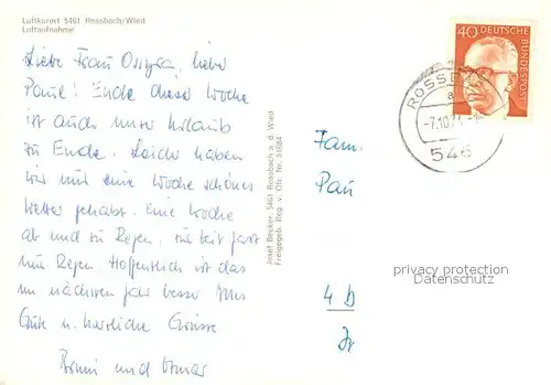 AK / Ansichtskarte Rossbach_Wied Luftkurort Fliegeraufnahme Rossbach Wied