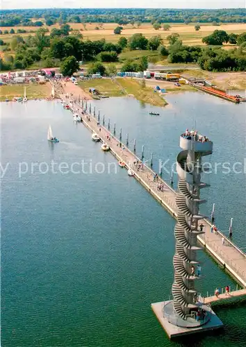 AK / Ansichtskarte Bitterfeld Pegelturm im Bernsteinsee Fliegeraufnahme Bitterfeld