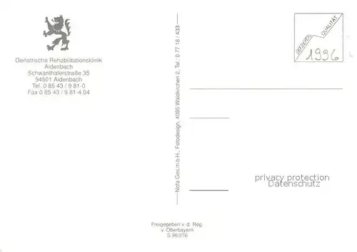 AK / Ansichtskarte Aidenbach Geriatrische Rehabilitationsklinik Fliegeraufnahme Aidenbach