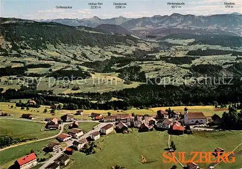AK / Ansichtskarte Sulzberg_Allgaeu Erholungsort Alpenpanorama Fliegeraufnahme Sulzberg Allgaeu