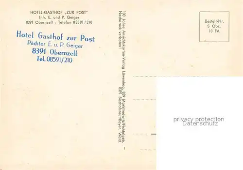 AK / Ansichtskarte Obernzell Hotel Gasthof Zur Post Obernzell