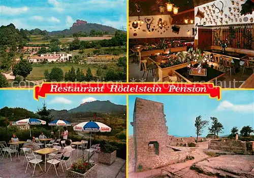 AK / Ansichtskarte Oberschlettenbach Restaurant Pension Roedelstein im Wasgau Burgruine Oberschlettenbach