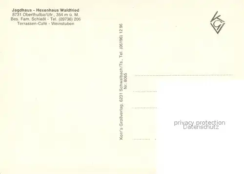 AK / Ansichtskarte Oberthulba Terrassencafe Weinstuben Jagdhaus Hexenhaus Waldfried Oberthulba