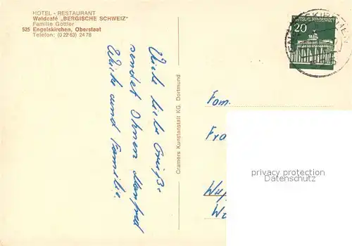 AK / Ansichtskarte Engelskirchen Hotel Restaurant Waldcafe Bergische Schweiz Engelskirchen