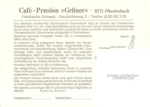 AK / Ansichtskarte Obertrubach Cafe Pension Gruener Obertrubach