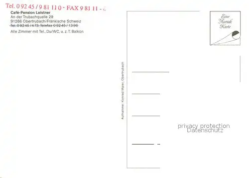 AK / Ansichtskarte Obertrubach Cafe Pension Leistner Fraenkische Schweiz Obertrubach