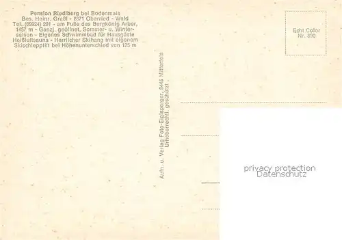 AK / Ansichtskarte Wald_Oberried Pension Riedlberg am Fusse des Arber Bayerischer Wald Terrasse Swimming Pool Wald Oberried