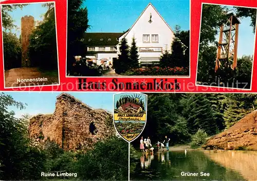 AK / Ansichtskarte Eininghausen Pension Sonnenblick Ruine Limberg Nonnenstein Aussichtsturm Gruener See Wappen Eininghausen