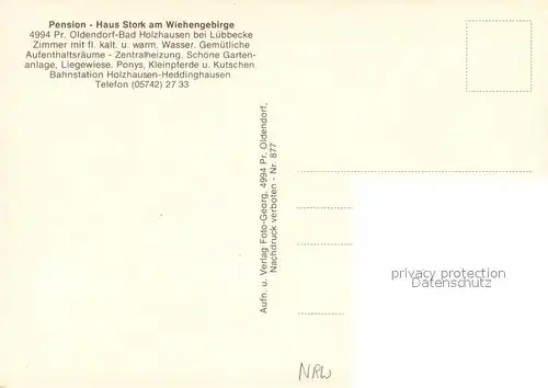 AK / Ansichtskarte Bad_Holzhausen_Luebbecke Pension Haus Stork am Wiehengebirge Bad_Holzhausen_Luebbecke