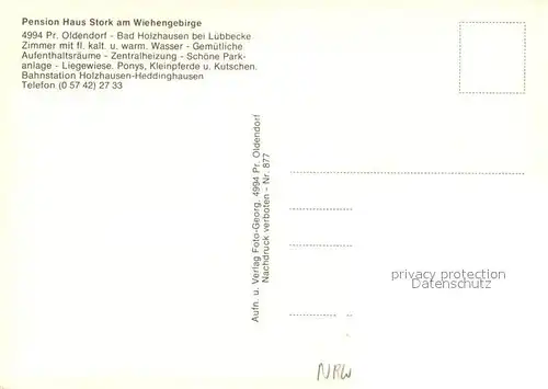 AK / Ansichtskarte Bad_Holzhausen_Luebbecke Pension Haus Stork am Wiehengebirge Ponys Bad_Holzhausen_Luebbecke