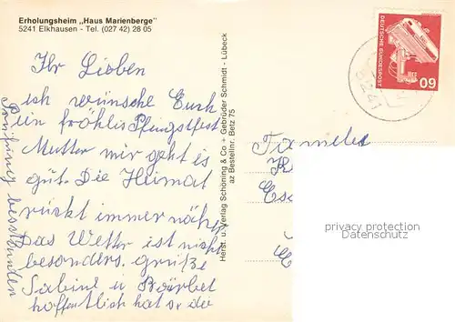 AK / Ansichtskarte Elkhausen_Sieg Erholungsheim Haus Marienberge Parkanlagen Fliegeraufnahmen Elkhausen Sieg