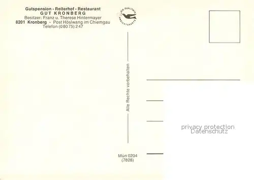 AK / Ansichtskarte Kronberg_Hoeslwang Gutspension Reiterhof Restaurant Gut Kronberg Fliegeraufnahme Kronberg Hoeslwang
