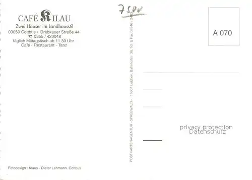 AK / Ansichtskarte Cottbus Cafe Kilau Haeuser im Landhausstil Restaurant Cottbus