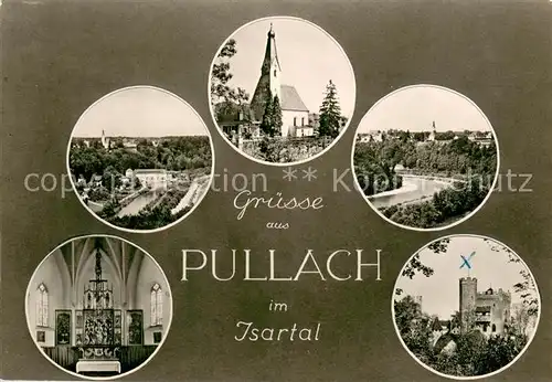 AK / Ansichtskarte Pullach_Isartal Ortsansichten Kirche Burg Pullach_Isartal