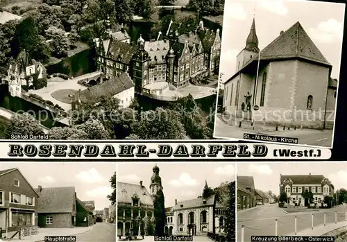AK / Ansichtskarte Darfeld Schloss Darfeld St Nikolaus Kirche Hauptstrasse Kreuzung Billerbeck Osterwick Darfeld