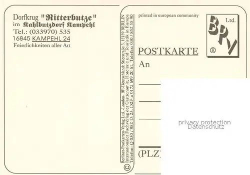 AK / Ansichtskarte Kampehl Dorfkrug Ritterbutze im Kahlbutzdorf Gaststraeume Terrasse Kampehl