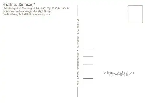 AK / Ansichtskarte Heringsdorf_Ostseebad_Usedom Gaestehaus Duenenweg Gastraeume Zimmer Heringsdorf_Ostseebad