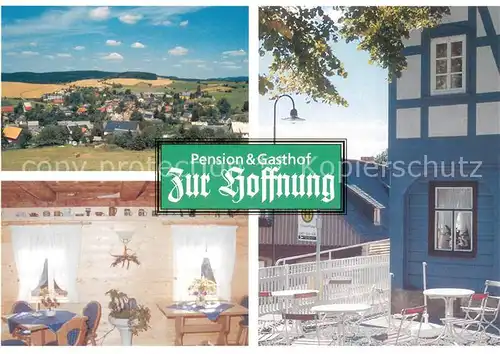 AK / Ansichtskarte Hinterhermsdorf Pension Gasthof Zur Hoffnung Gaststube Terrasse Panorama Hinterhermsdorf