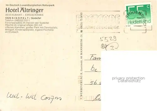 AK / Ansichtskarte Sinspelt Hotel Altringer Liegewiese Sinspelt