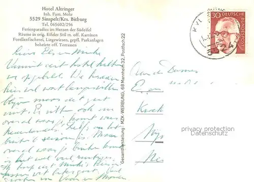 AK / Ansichtskarte Sinspelt Hotel Altringer Liegewiese Sinspelt