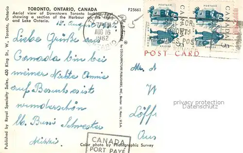 AK / Ansichtskarte Toronto_Canada Aerial view of Downtown Toronto and the Harbour on the Lake Ontario Toronto Canada