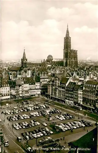 AK / Ansichtskarte Strassburg_Elsass Kleber Platz mit Muenster Strassburg Elsass