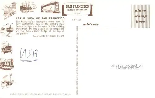 AK / Ansichtskarte San_Francisco_California Aerial view with Bay Bridge and Golden Gate Bridge 