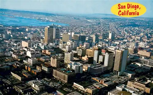 AK / Ansichtskarte San_Diego_California Aerial of Downtown looking from the home tower to the bay 