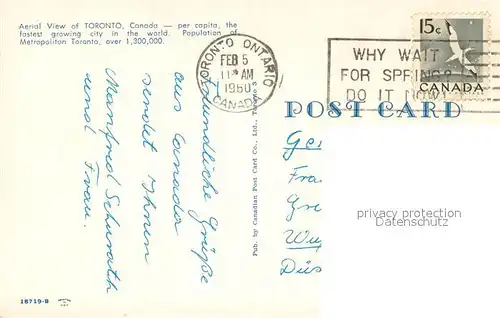 AK / Ansichtskarte Toronto_Canada Aerial view of Toronto Toronto Canada